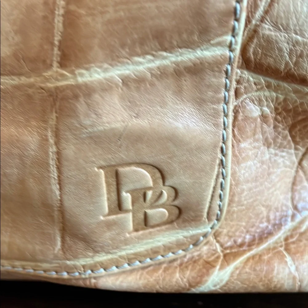 Dooney & Bourke Tan Croc-Embossed Leather Hobo with Silver Hardware